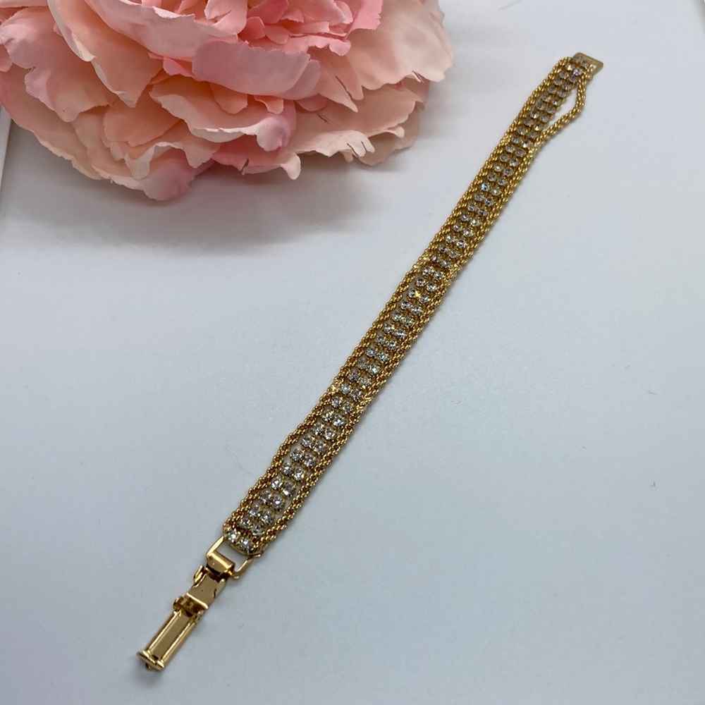 Vintage gold toned and rhinestone bracelet